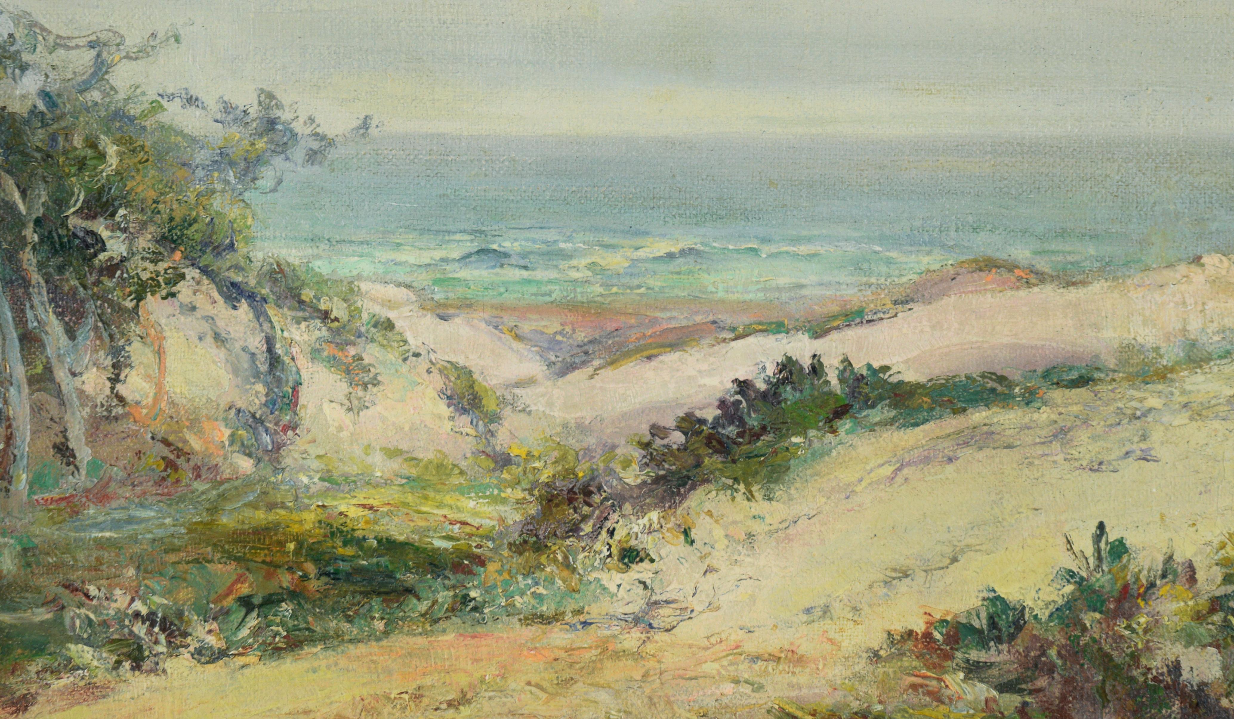 1927 Carmel by the Sea - Beach, California Coastline - Oil on Linen - Painting by Charles Harmon