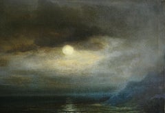 Paisaje nocturno de principios del siglo XX - Luna llena sobre Point Lobos, Carmel