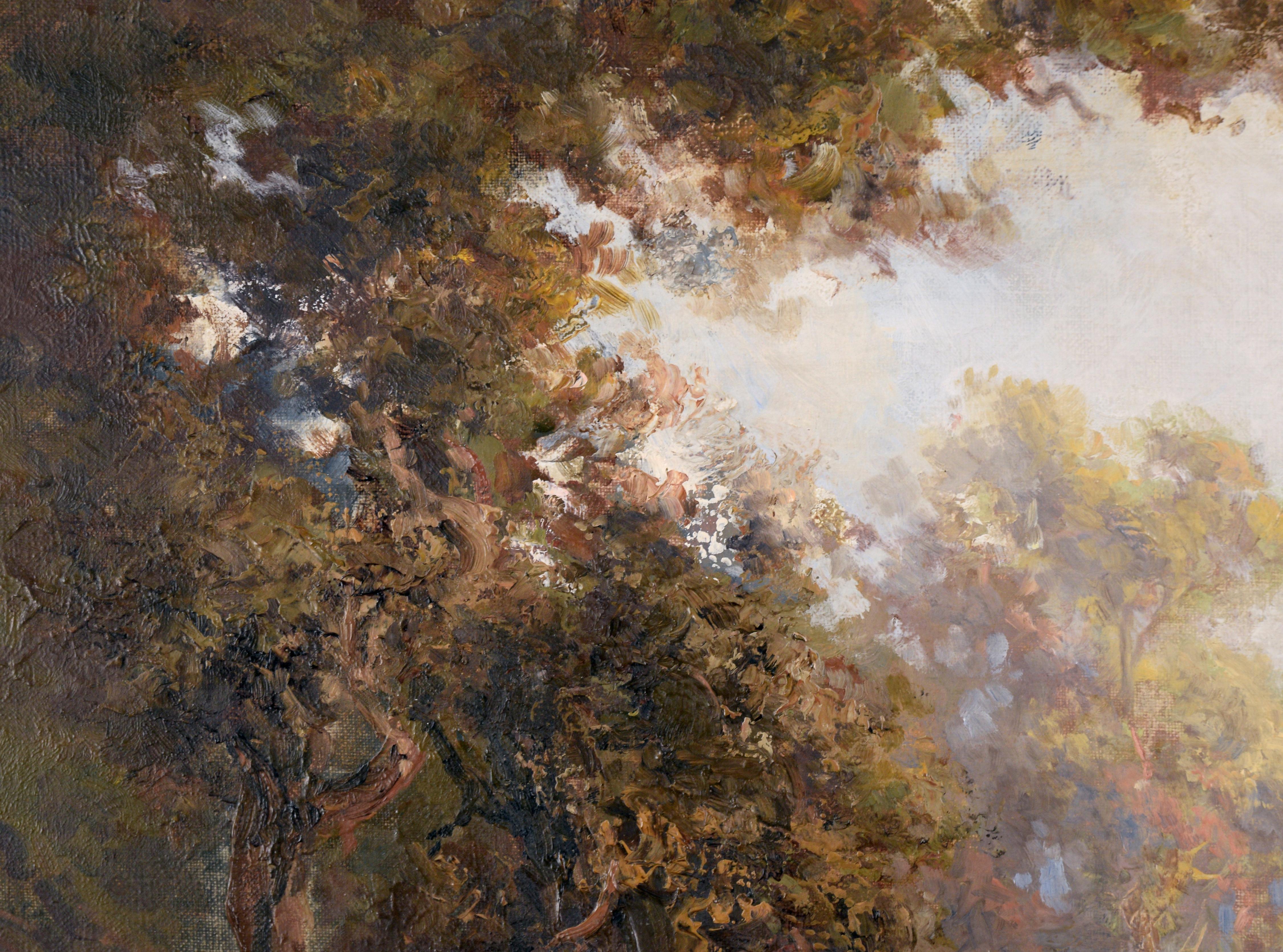Path Out of the Woods (Le chemin des bois) - Paysage naturaliste à l'huile sur toile - Naturalisme Painting par Charles Harmon