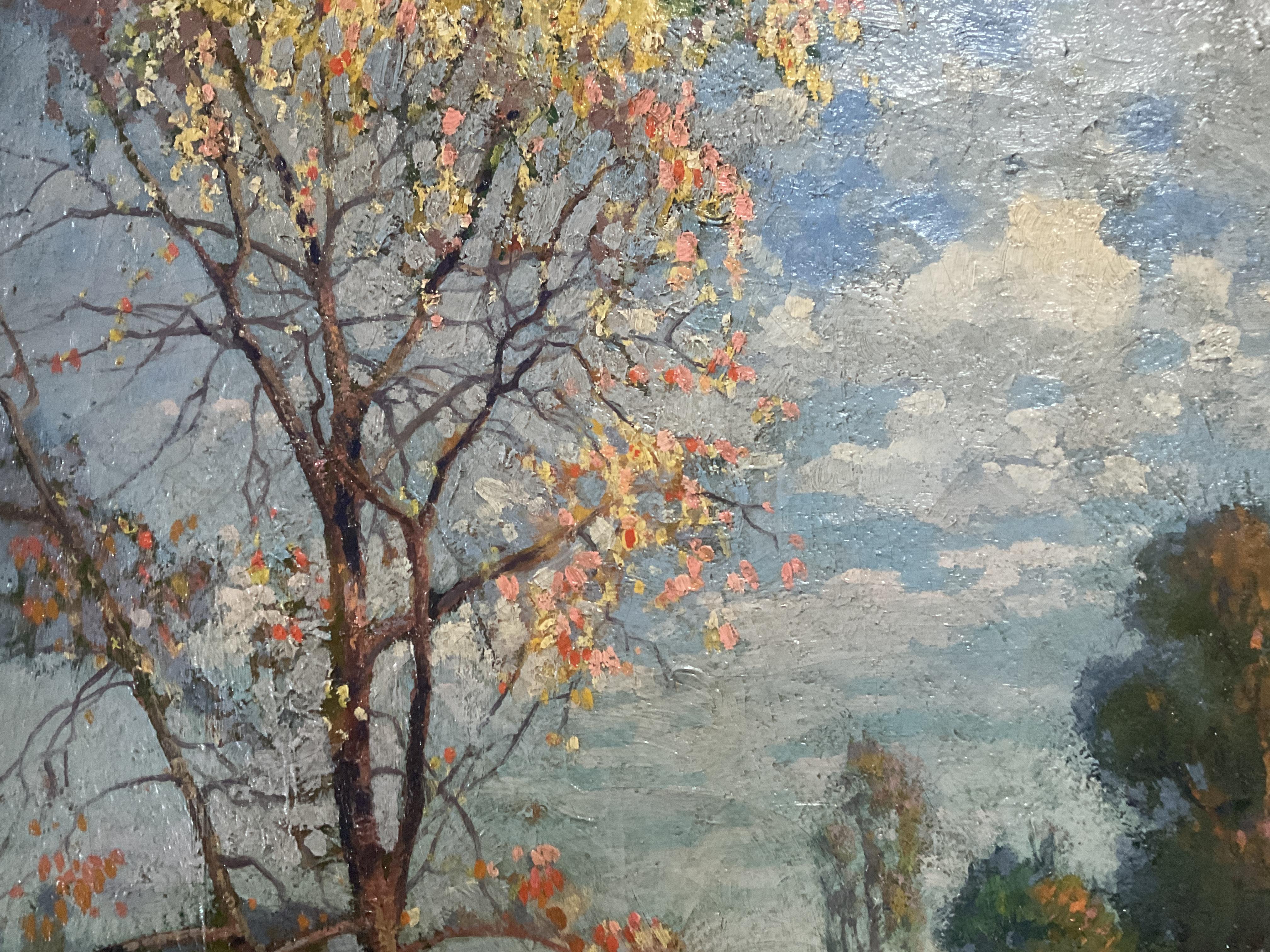 Amerikanischer Impressionist Landschaft, Charles Harold Davis zugeschrieben ca. 1920er Jahre im Angebot 4