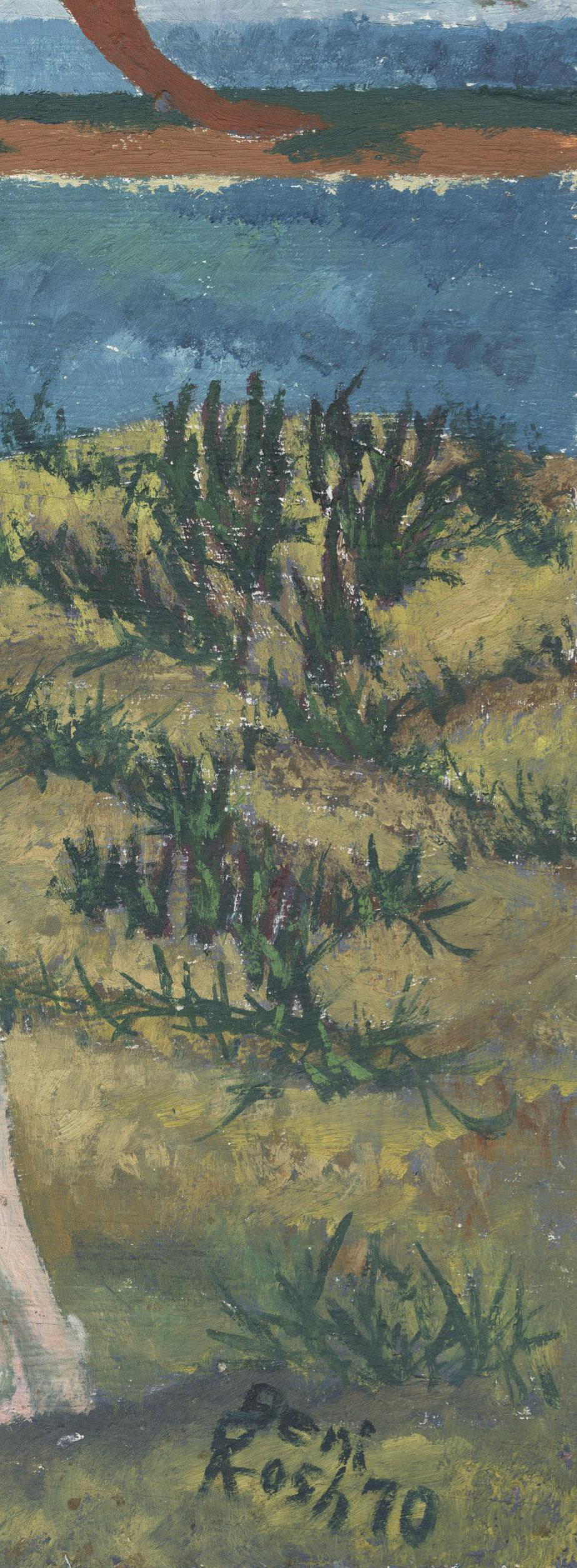 Untitled (Nude in front of light house, Lake Erie)
Oil on board, 1970
Signed and dated lower right (see photo)
Estate Stamp verso, No. 359 (see photo)
Condition: Original untouched 