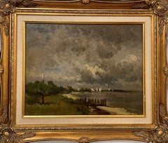 "Cloudy Day on the Beach, " Charles Harry Eaton, American Impressionism, Boats