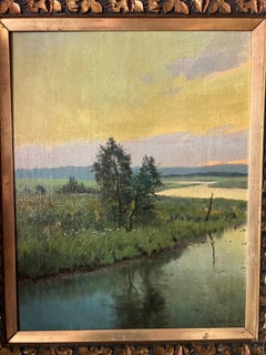 Charles Harry Eaton ( Amerikaner, 1850-1901) „Marsh Landscape“-Rahmen O/C