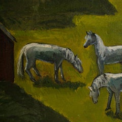 Charles Harsanyi (American 1905-1973) "Peach Orchard in the Valley" oil painting