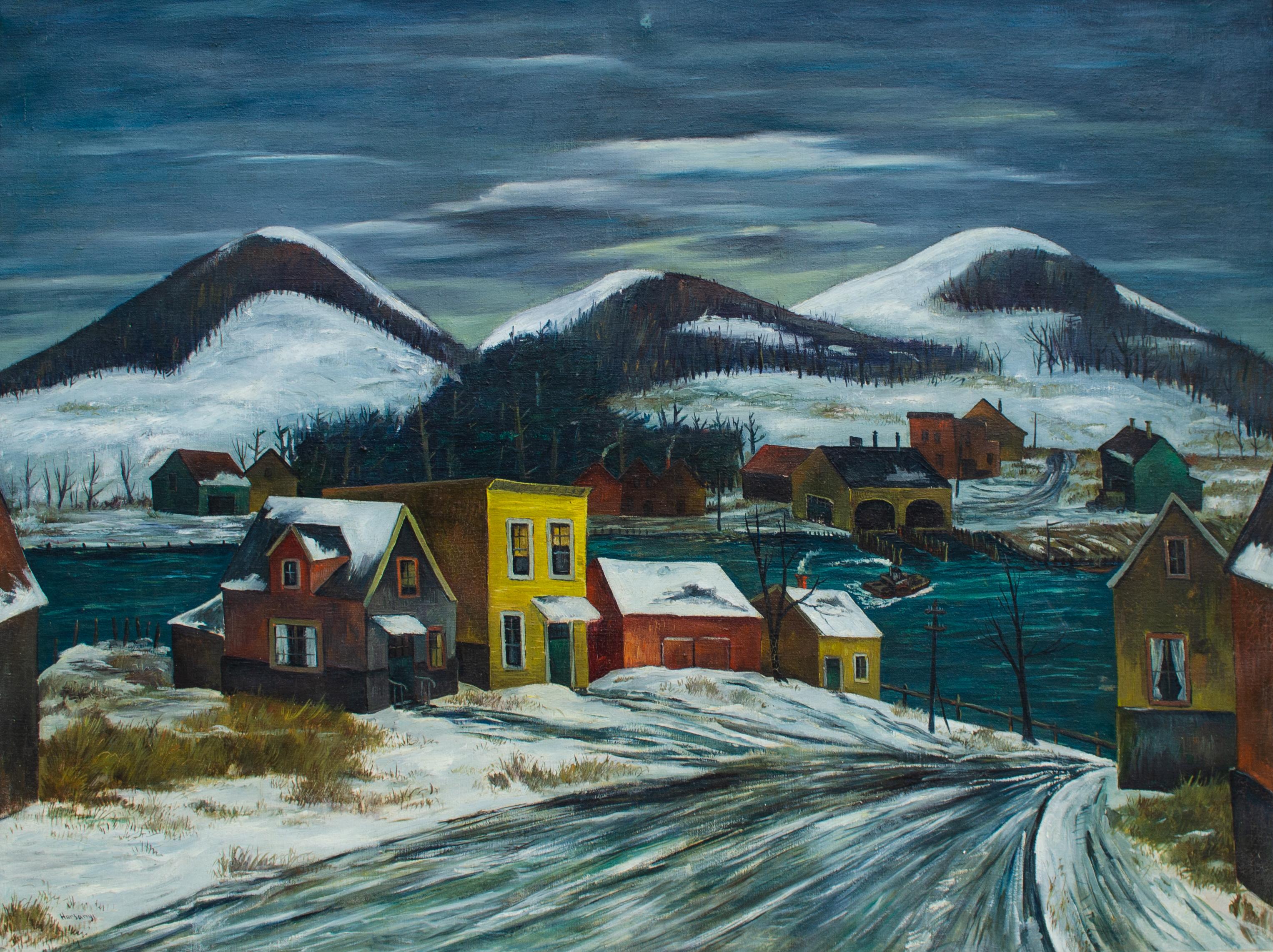 Charles Harsanyi Modernist Winter Scene, 1946, titled 