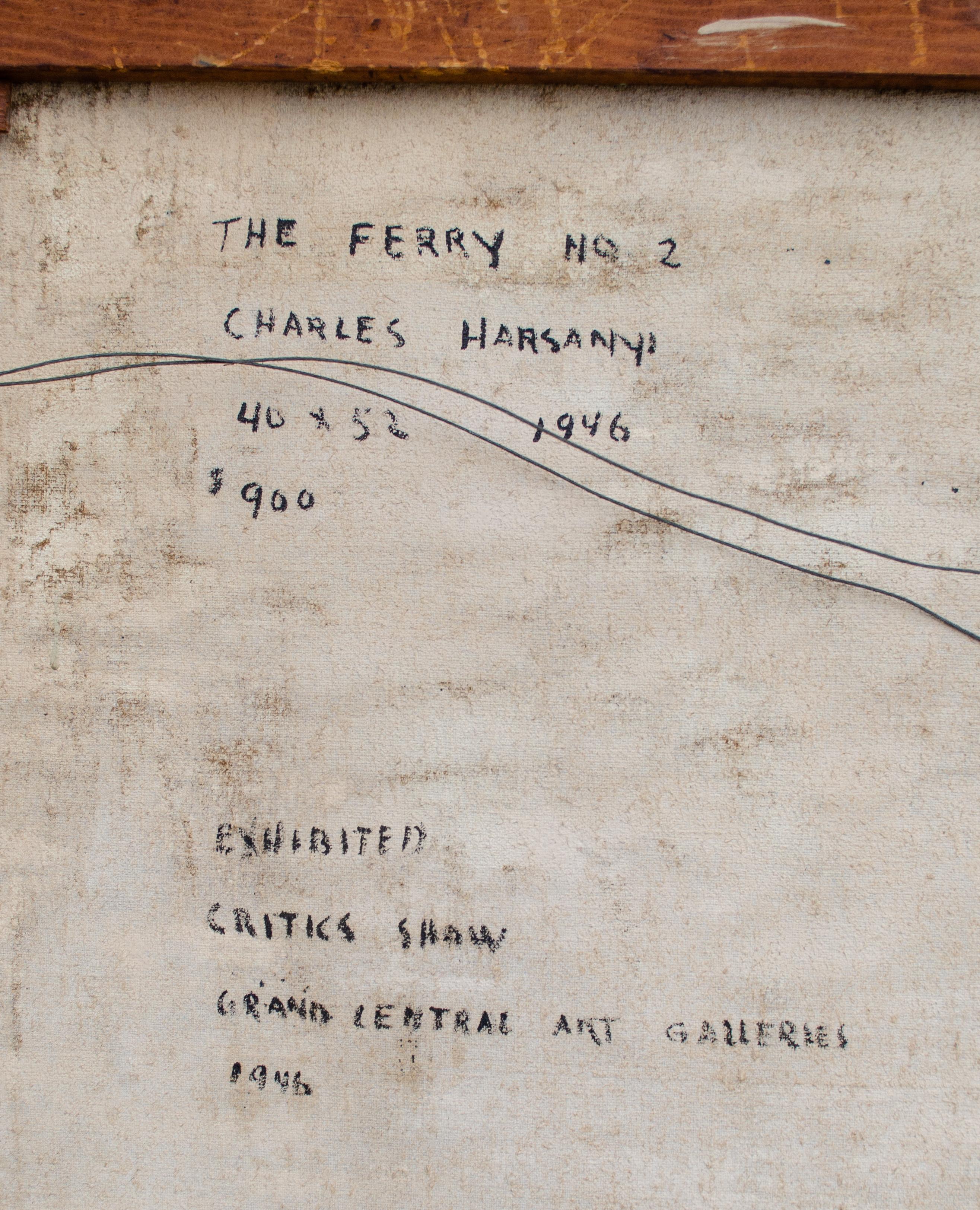 Scène d'hiver moderniste de Charles Harsanyi, 1946, intitulée « The Ferry No 2 » en vente 4