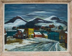 Charles Harsanyi Modernist Winter Scene, 1946, titled "The Ferry No 2"