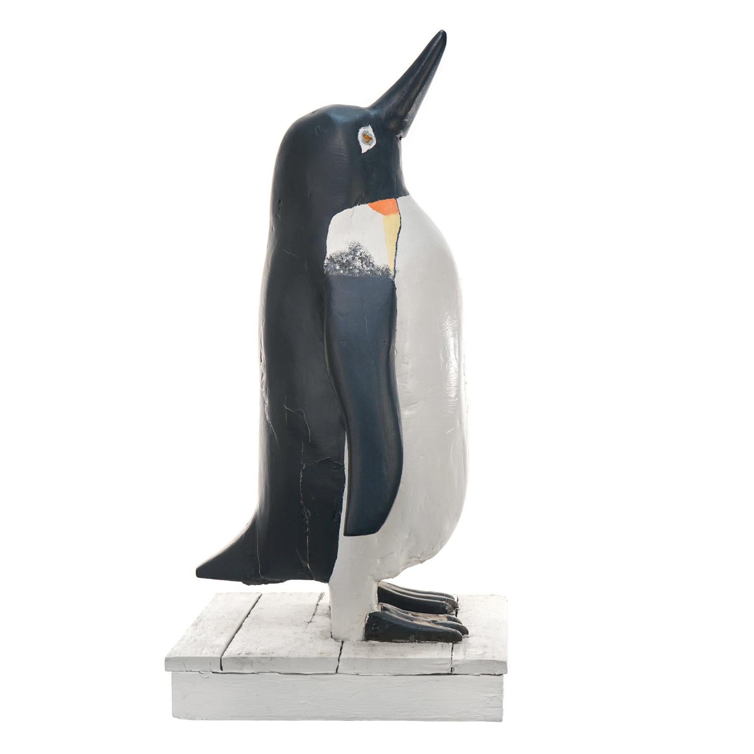 Wood Charles Hart Folk Art Penguin Massive For Sale