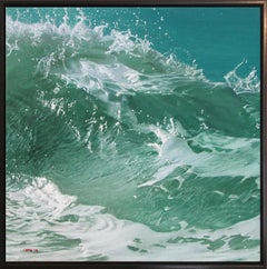 ocean landscape, "Green Wave on a Teal Sea" (Photorealism)