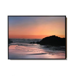 Realist sunset with purple pink and orange, "Oregon Sunset", oil on polyester