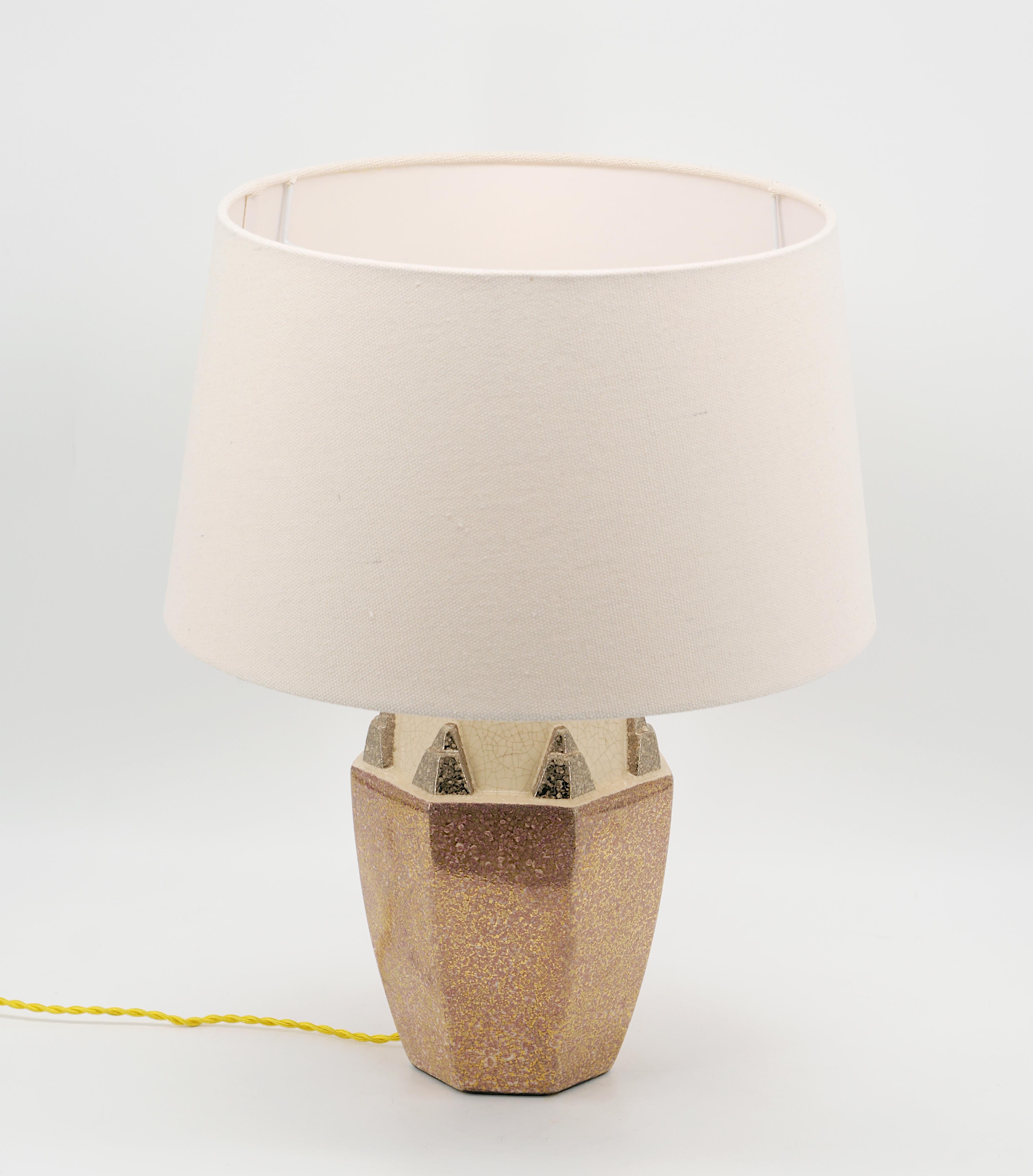 Milieu du XXe siècle Lampe Art déco française Charles HARVA en céramique à glaçure craquelée, années 1930 en vente