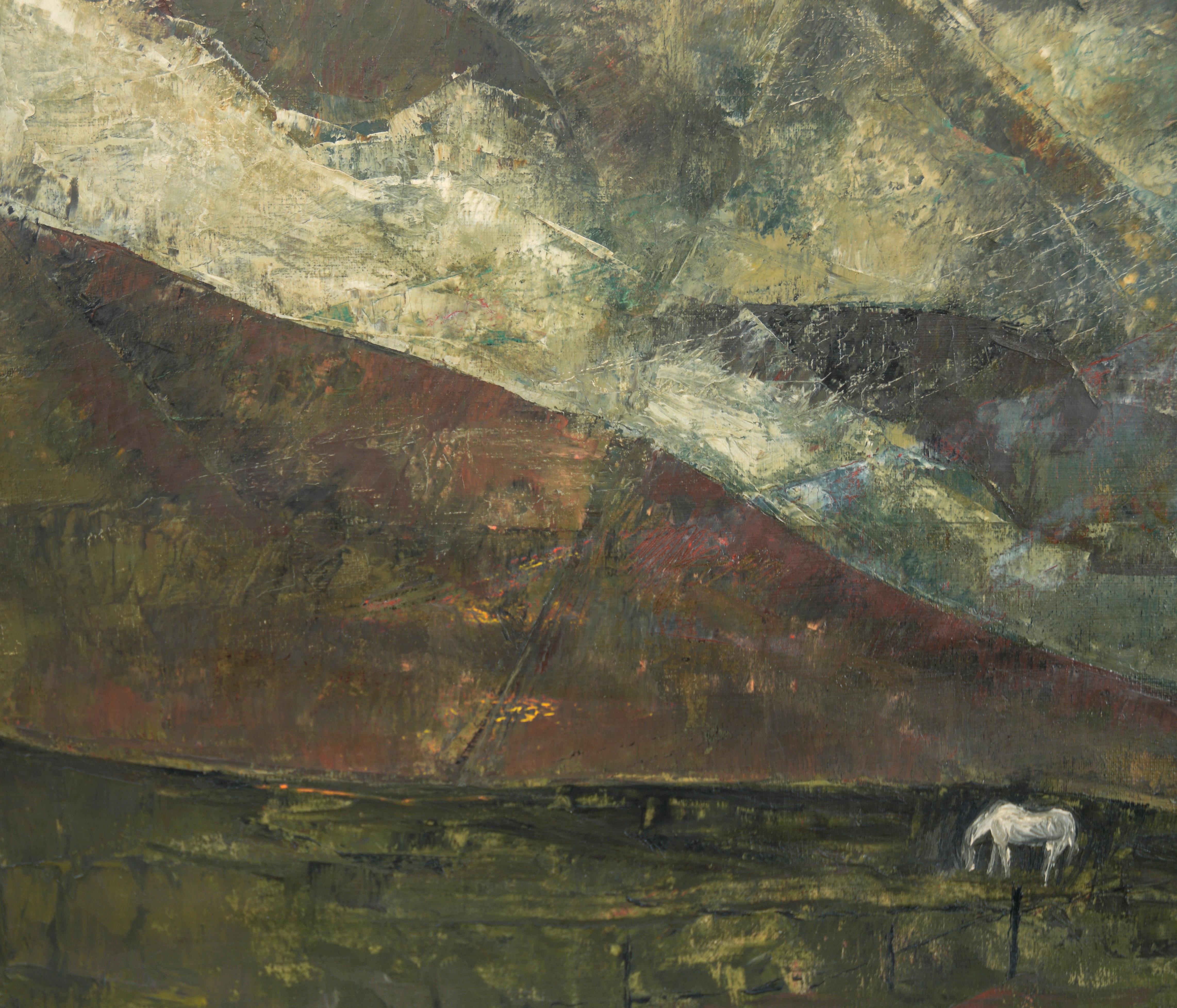 The White Horse - Abstracted Landscape, In The Style Of Charles Heaney For Sale 3