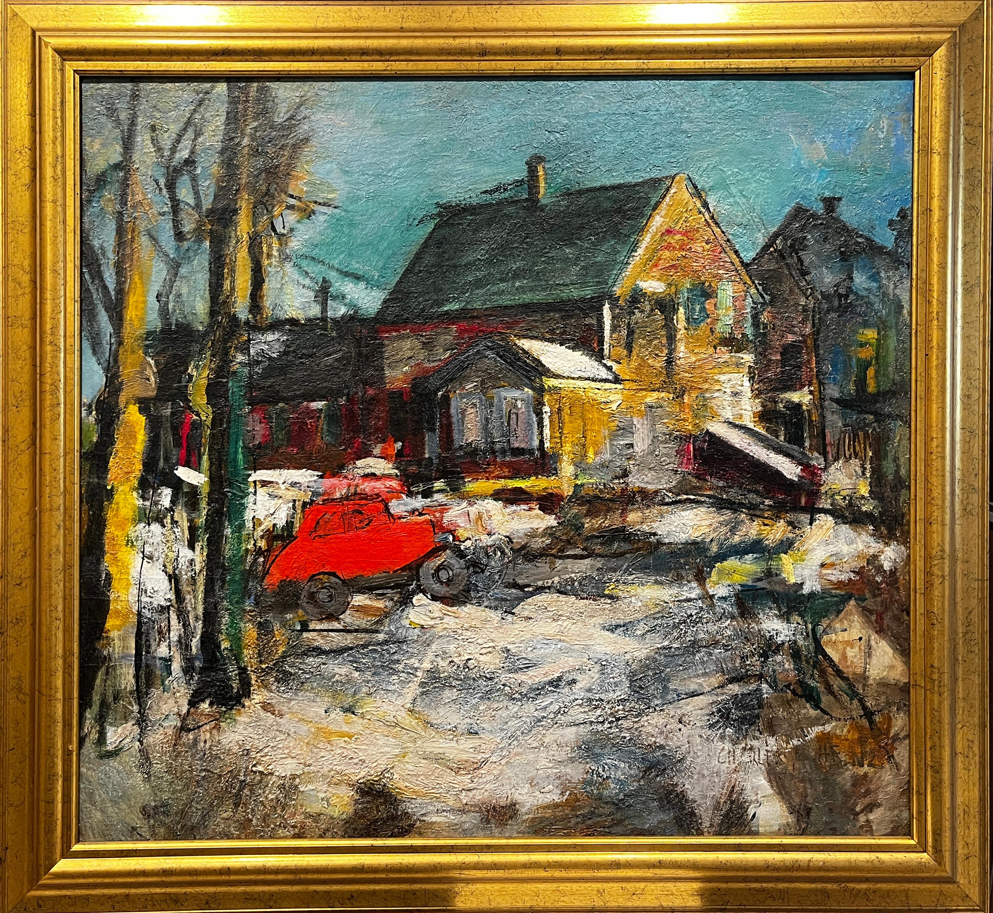 Red Car - Painting by Charles Heinz