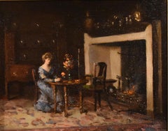 Oil Painting by Charles Henry Burleigh "Flower Arranging"