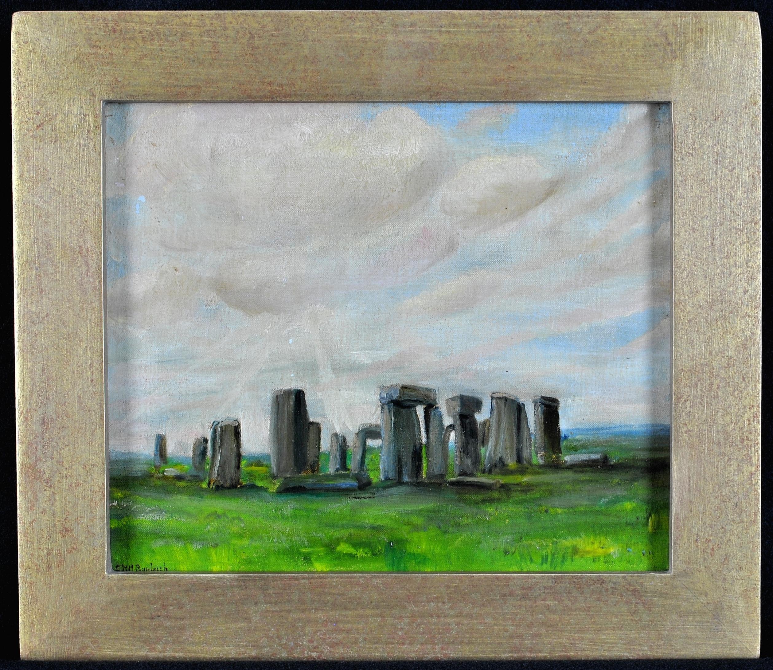 Landscape Painting Charles Henry Harrison Burleigh - Stonehenge - Paysage anglais ancien, début du XXe siècle, peinture à l'huile sur toile