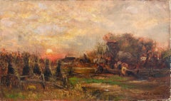 Farm At Dusk by Long Island Artist Charles H. Miller, 1865
