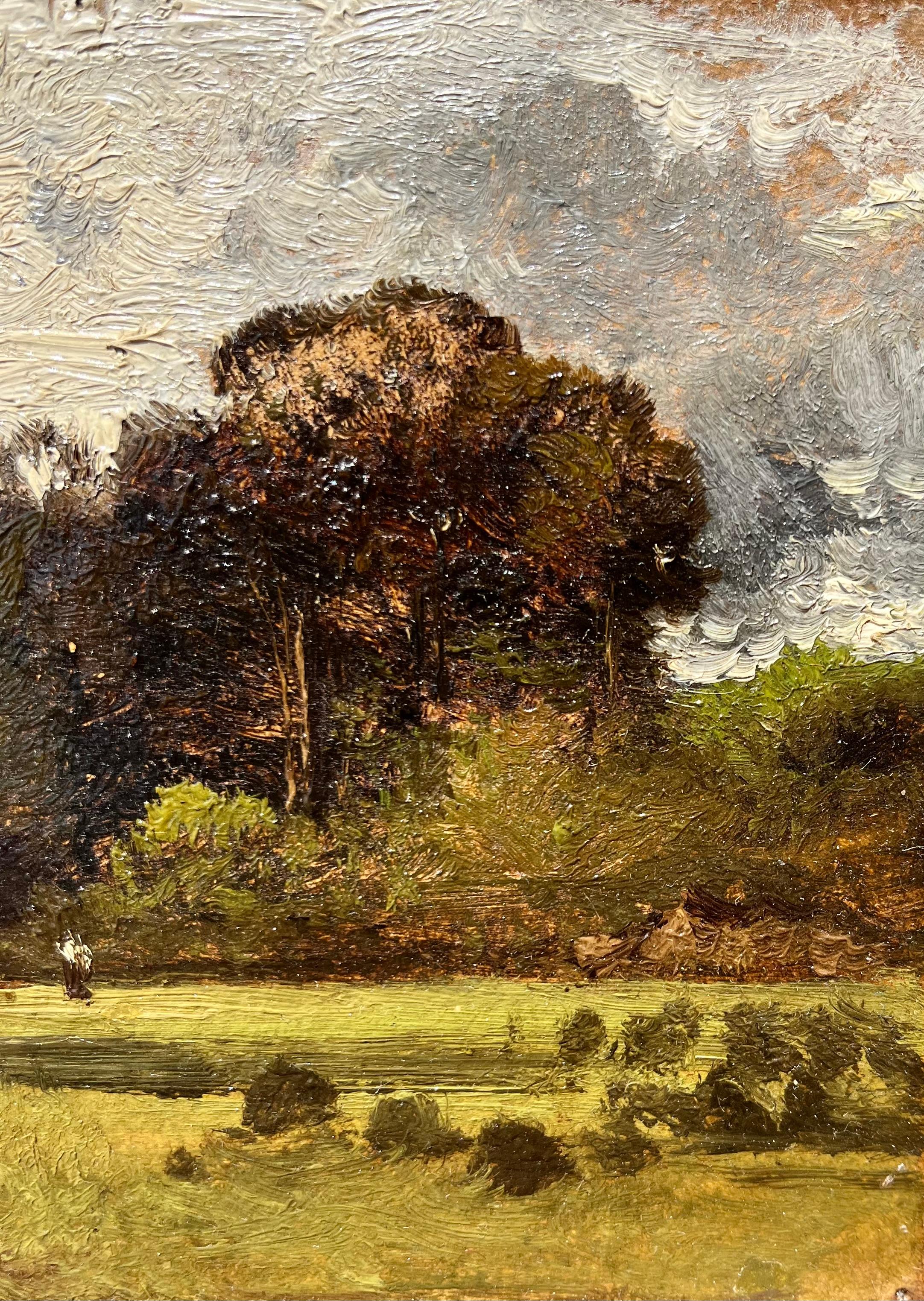 Paisaje figurativo impresionista de chicos jugando a la pelota titulado 