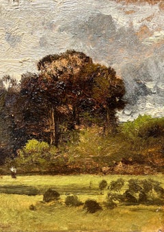 Paesaggio figurativo impressionista di ragazzi che giocano a palla, intitolato "Ball Players".