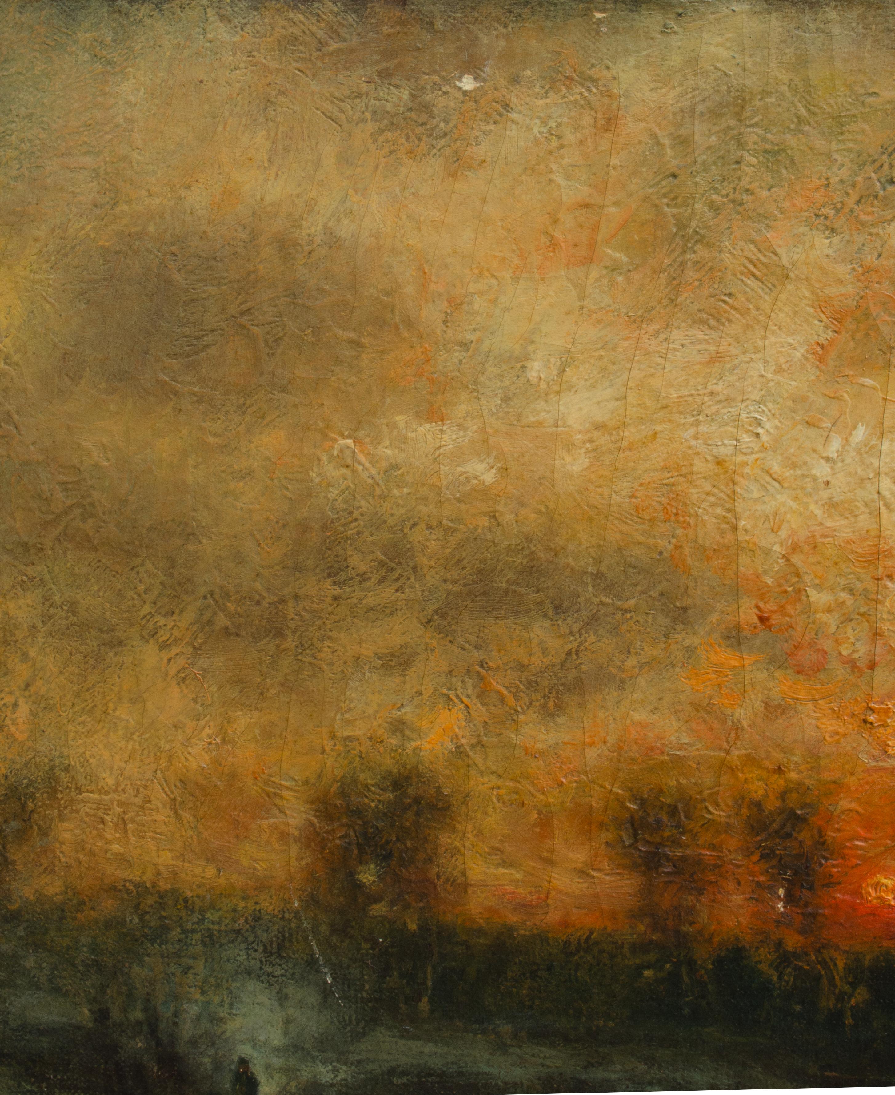 Charles Henry Miller (américain, 1842-1922)
Sans titre (lever de soleil à la ferme), c. 1885
Huile sur toile
13 x 24 in.
Signé en bas à droite : Chas. H. Miller, N.A.

Charles Henry Miller était un artiste renommé et un peintre de paysages de Long