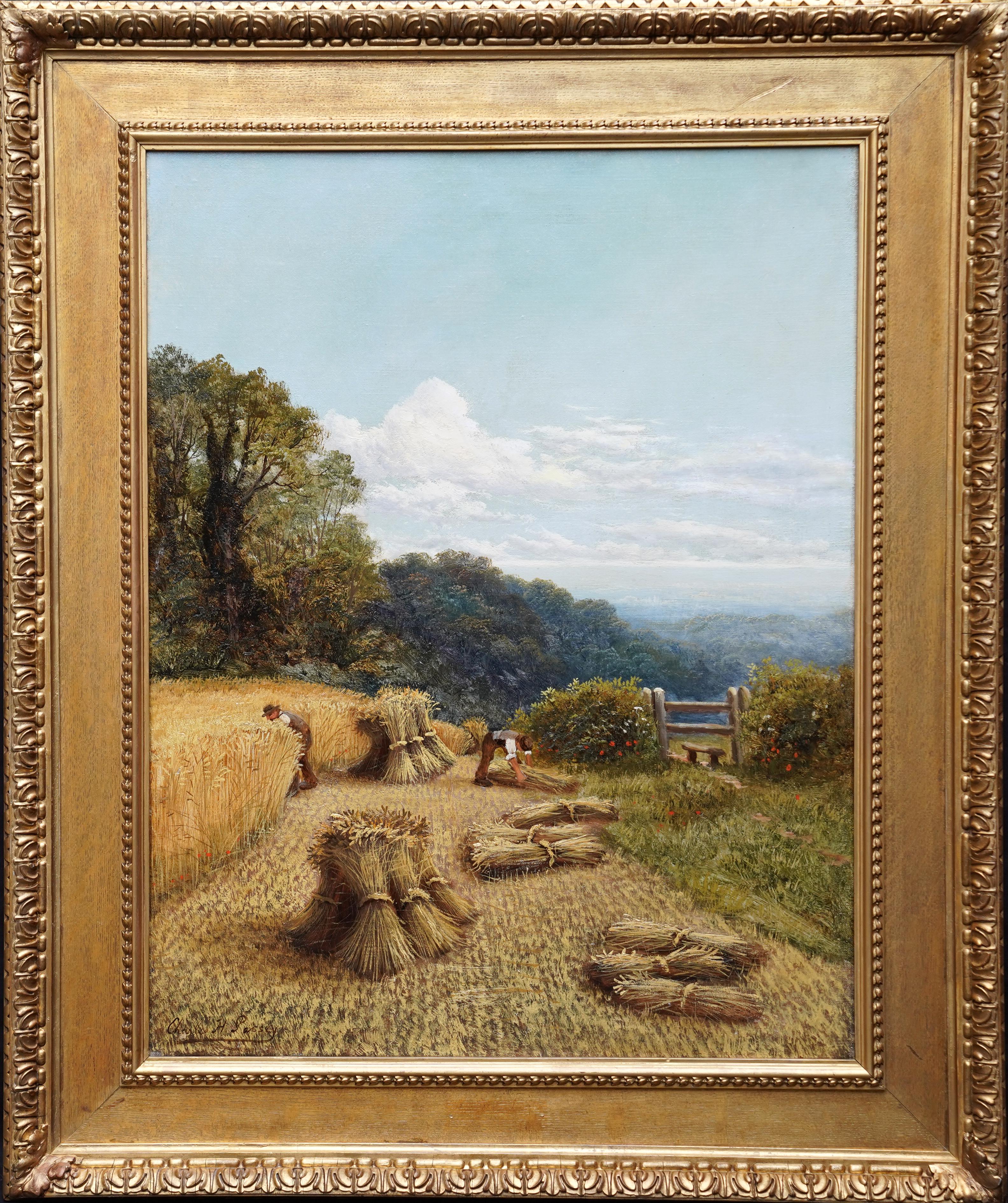 Paysage de moisson victorien - Peinture à l'huile d'art pastoral de campagne britannique 8