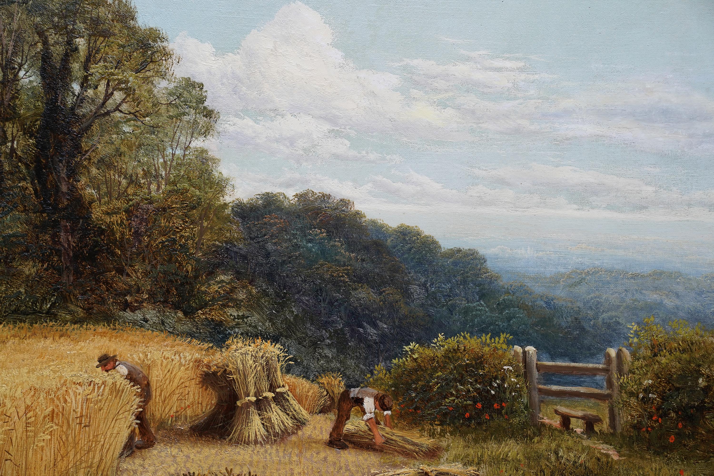 Paysage de moisson victorien - Peinture à l'huile d'art pastoral de campagne britannique 1