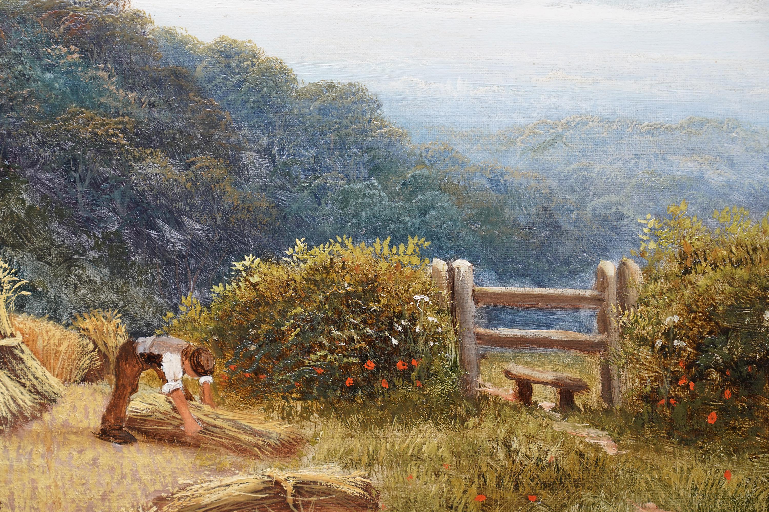 Paysage de moisson victorien - Peinture à l'huile d'art pastoral de campagne britannique 3