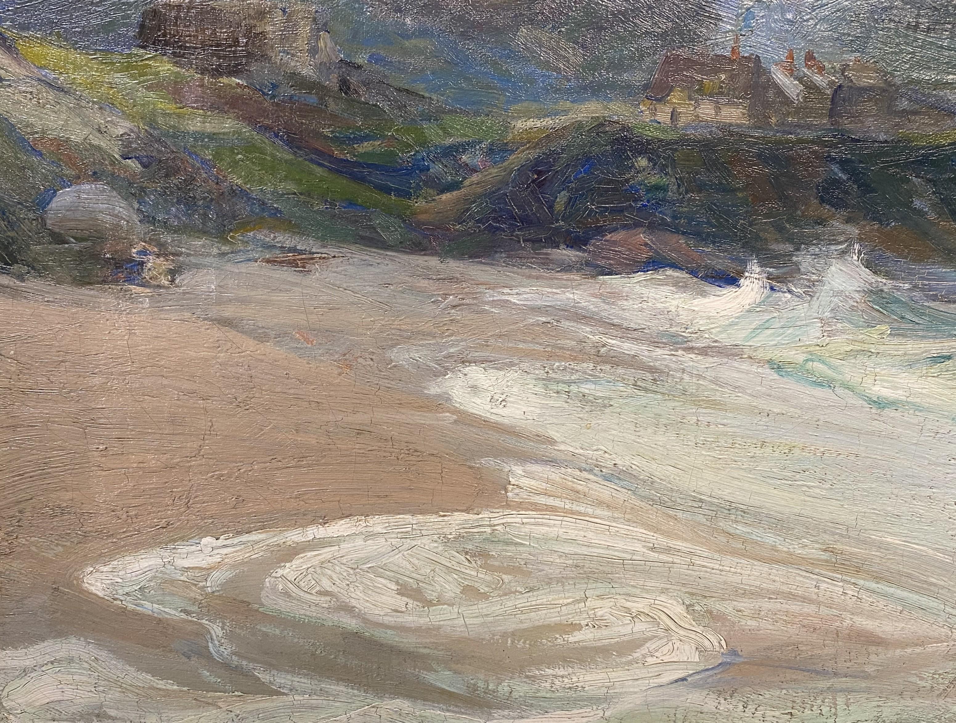 Cornish Coast oder Küste von Corwall (Braun), Landscape Painting, von Charles Herbert Woodbury