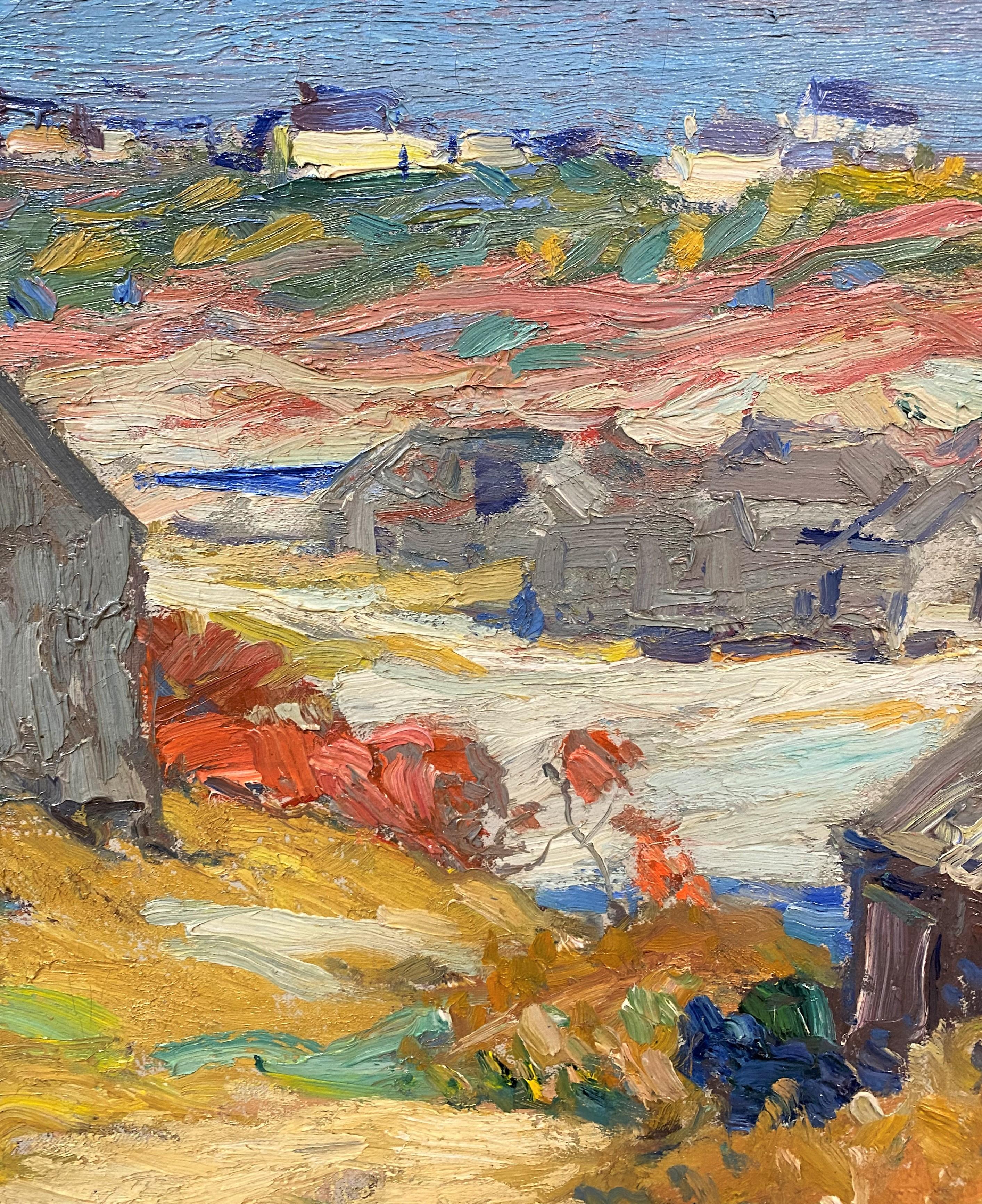 Un bel paesaggio costiero impressionante di Perkins Cove e Marginal Way a Ogunquit, nel Maine, opera dell'artista americano Charles Herbert Woodbury (1864-1940). Woodbury è nato a Lynn, nel Regno Unito, e ha venduto il suo primo quadro all'età di 15