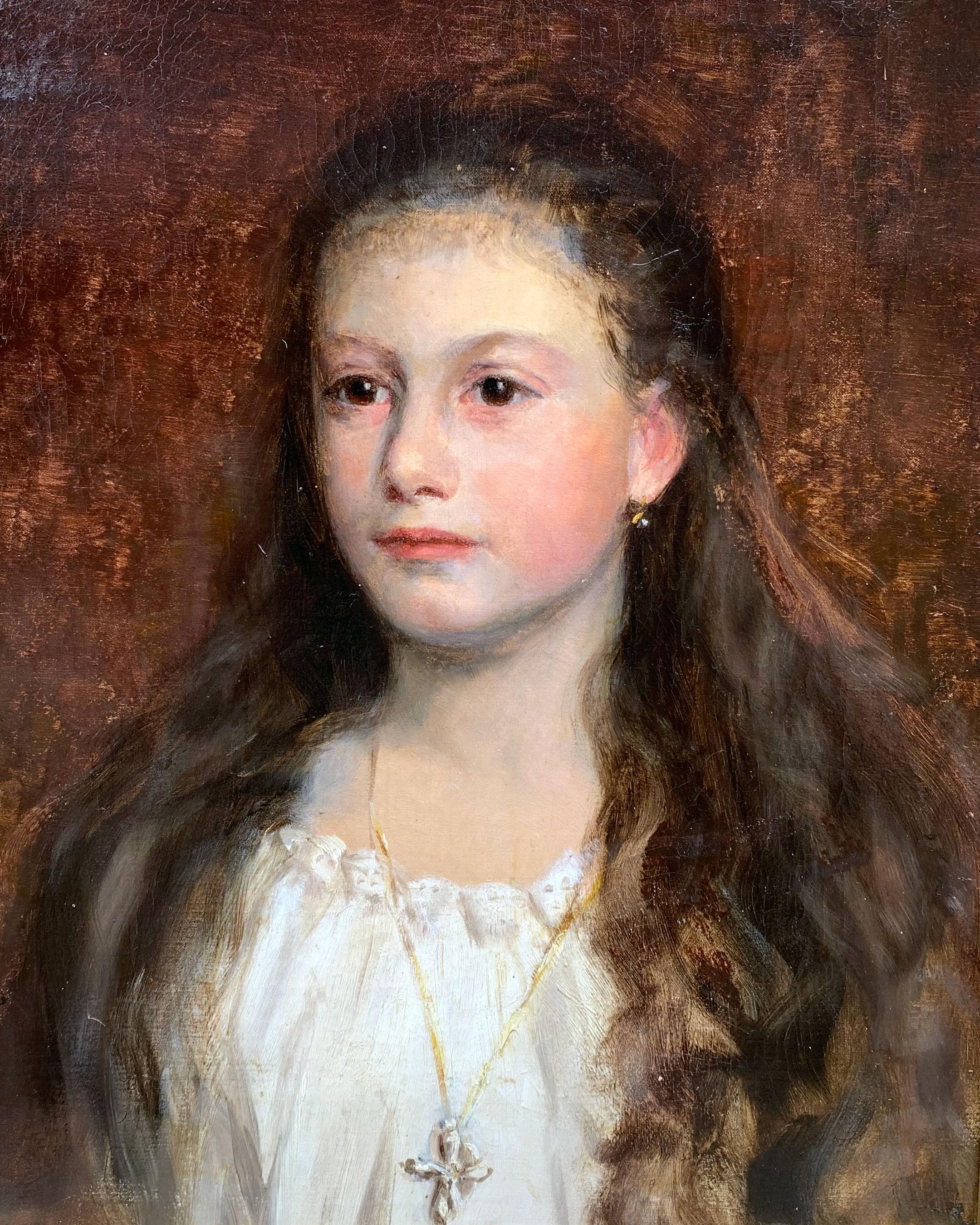 Portrait d'une jeune fille – Charles Hermans (1839–1924) im Angebot 2