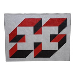 Charles Hersey Vintage Mid-Century Modern Op-Art Painting, circa 1968