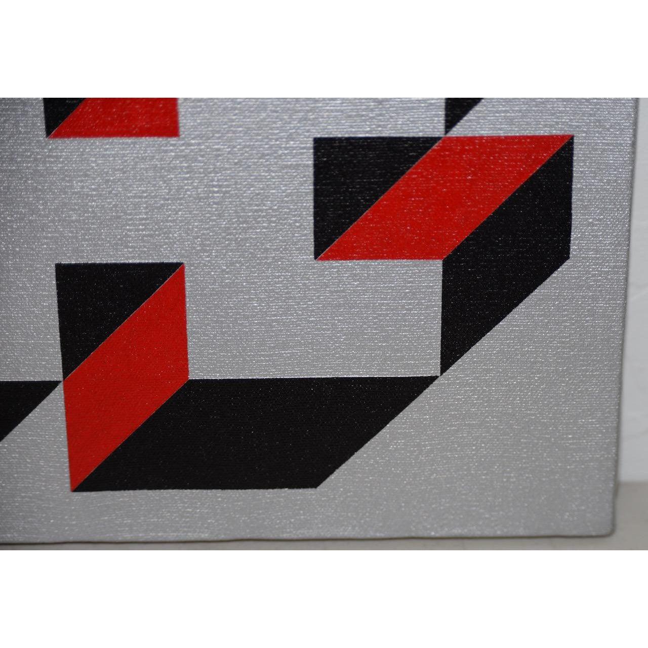 Hand-Painted Charles Hersey Vintage Mid-Century Modern Op-Art Painting, circa 1968 For Sale