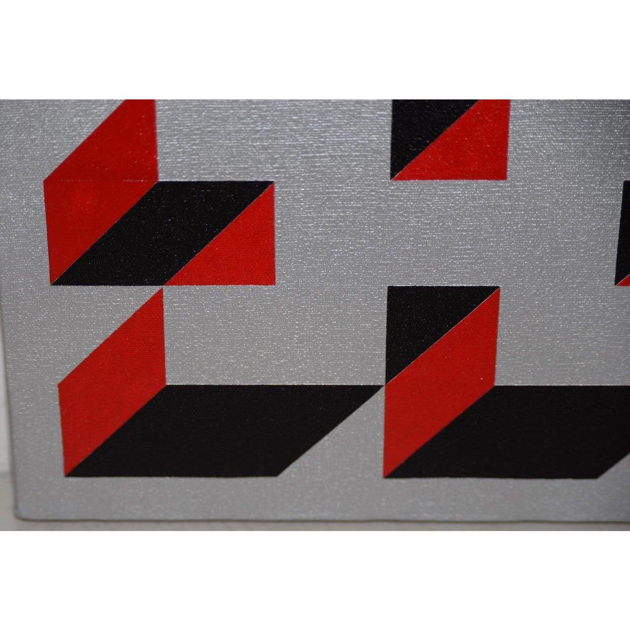 Canvas Charles Hersey Vintage Mid-Century Modern Op-Art Painting, circa 1968 For Sale