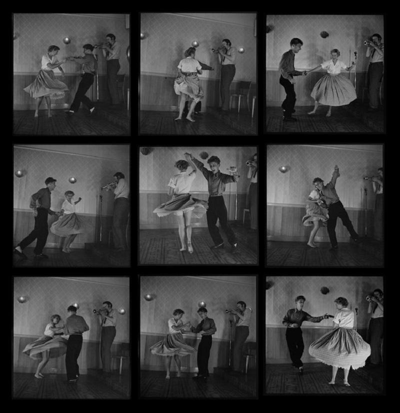 "Jazz-Tänzer" von Charles Hewitt

Eine Reihe von Bildern zeigt den britischen Jazztrompeter Humphrey Lyttelton, während die Frau des Bandmitglieds Mick Mulligan mit einer Partnerin tanzt, 12. November 1949. Originalveröffentlichung: Picture Post -
