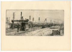 Antique "Ivray, chemin de fer" original etching