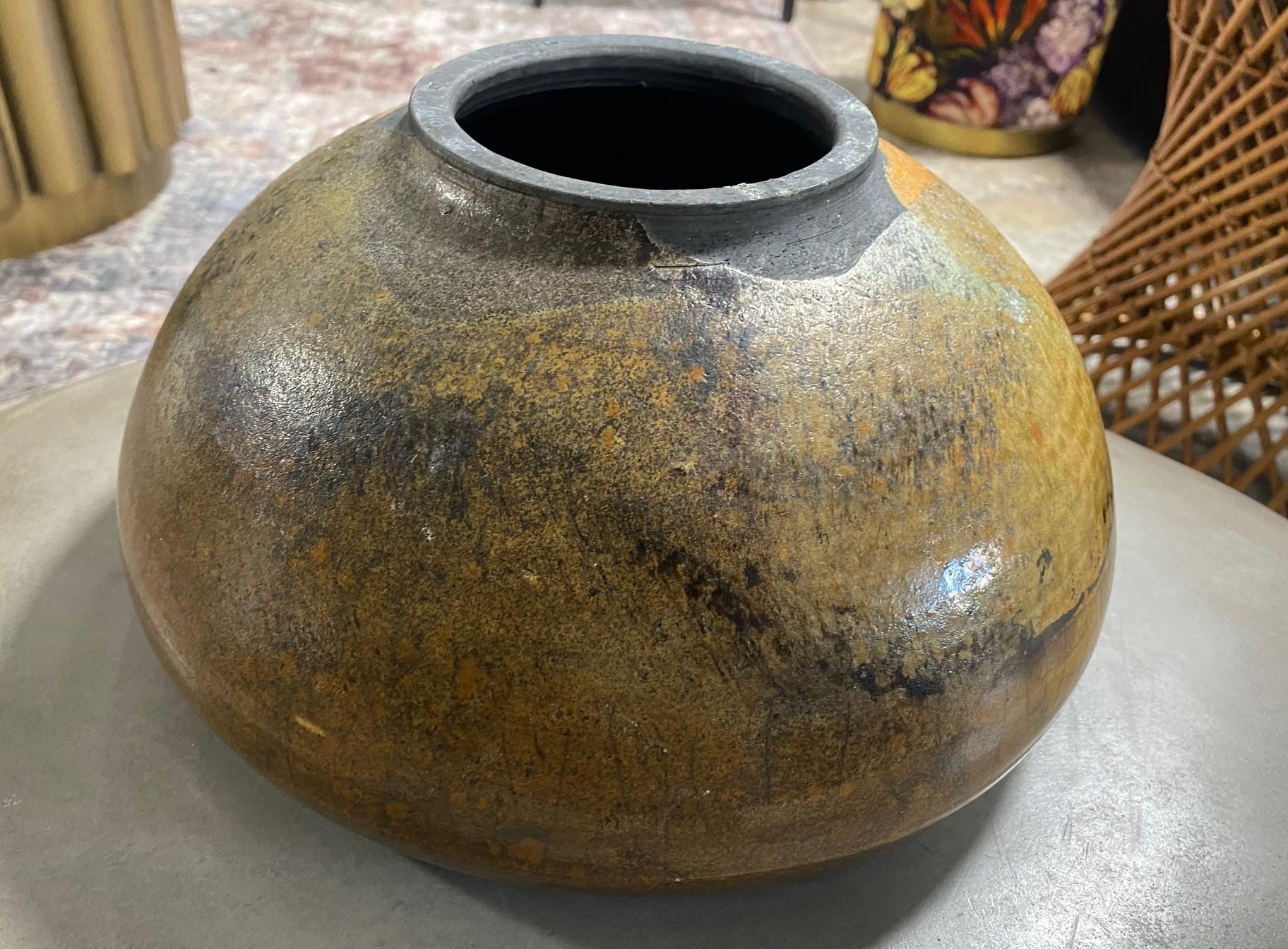 Ed K Higa Signed Hawaiian Artist Mid-Century Studio Pottery Sculpture Raku Bowl For Sale 2