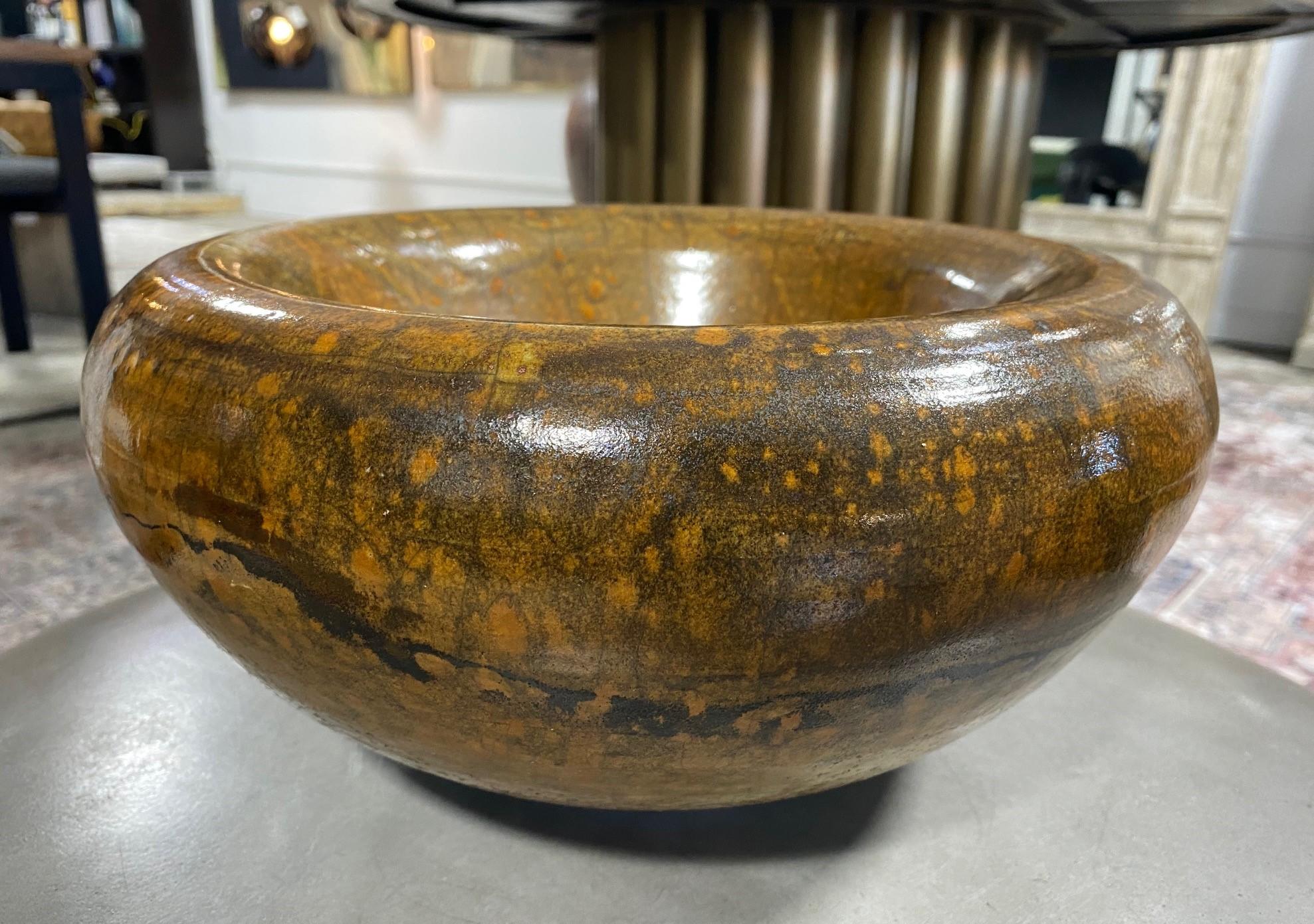 Ed K Higa Signed Hawaiian Artist Mid-Century Studio Pottery Sculpture Raku Bowl For Sale 6
