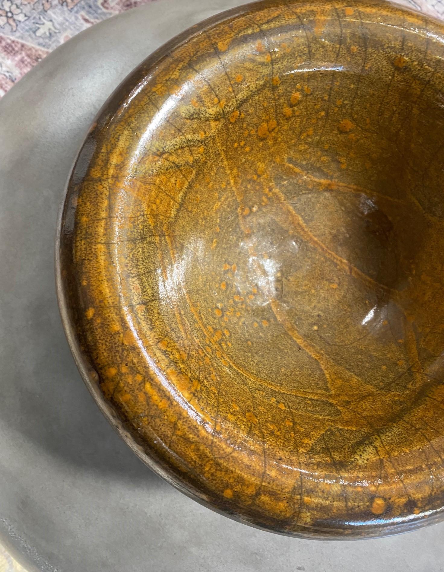 Glazed Ed K Higa Signed Hawaiian Artist Mid-Century Studio Pottery Sculpture Raku Bowl For Sale