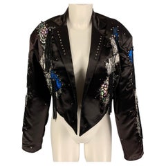 CHARLES HILL ROTH Giacca cropped in poliestere nero con applique, taglia M
