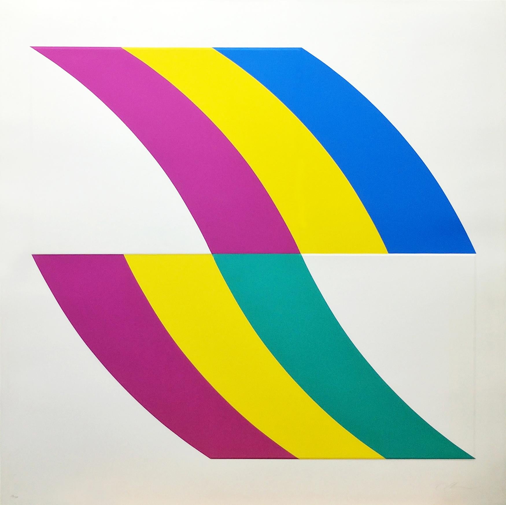 Charles Hinman Abstract Print - Waving Stripes, Abstract Geometric Screenprint by Waving Stripes