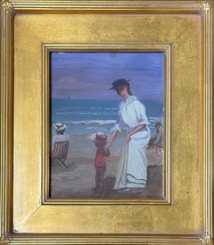 "Day at the Beach, " Charles Hoffbauer, Family at the Ocean, Sunny Landscape