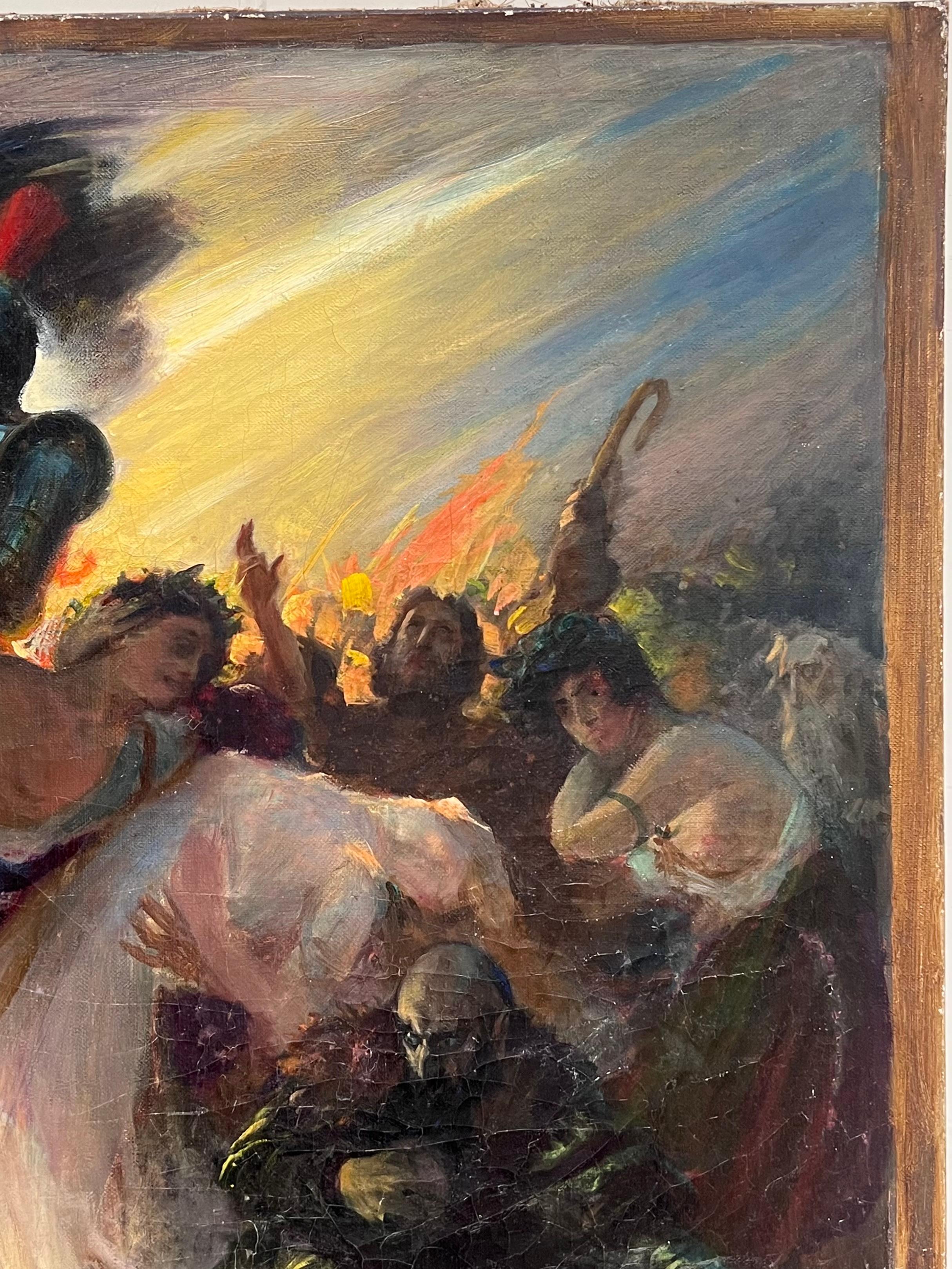 Große französische historische antike Ölgemälde Symbolist Arbeit klassische Schlacht im Angebot 7