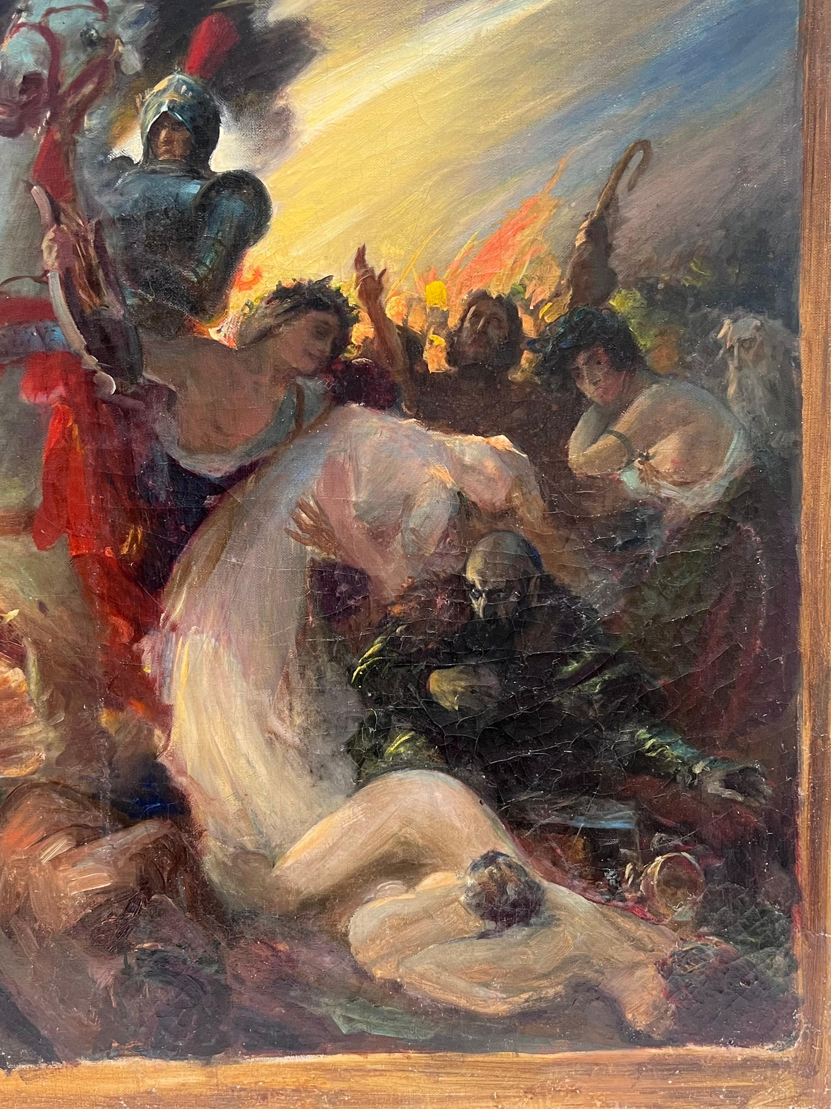 Große französische historische antike Ölgemälde Symbolist Arbeit klassische Schlacht im Angebot 8