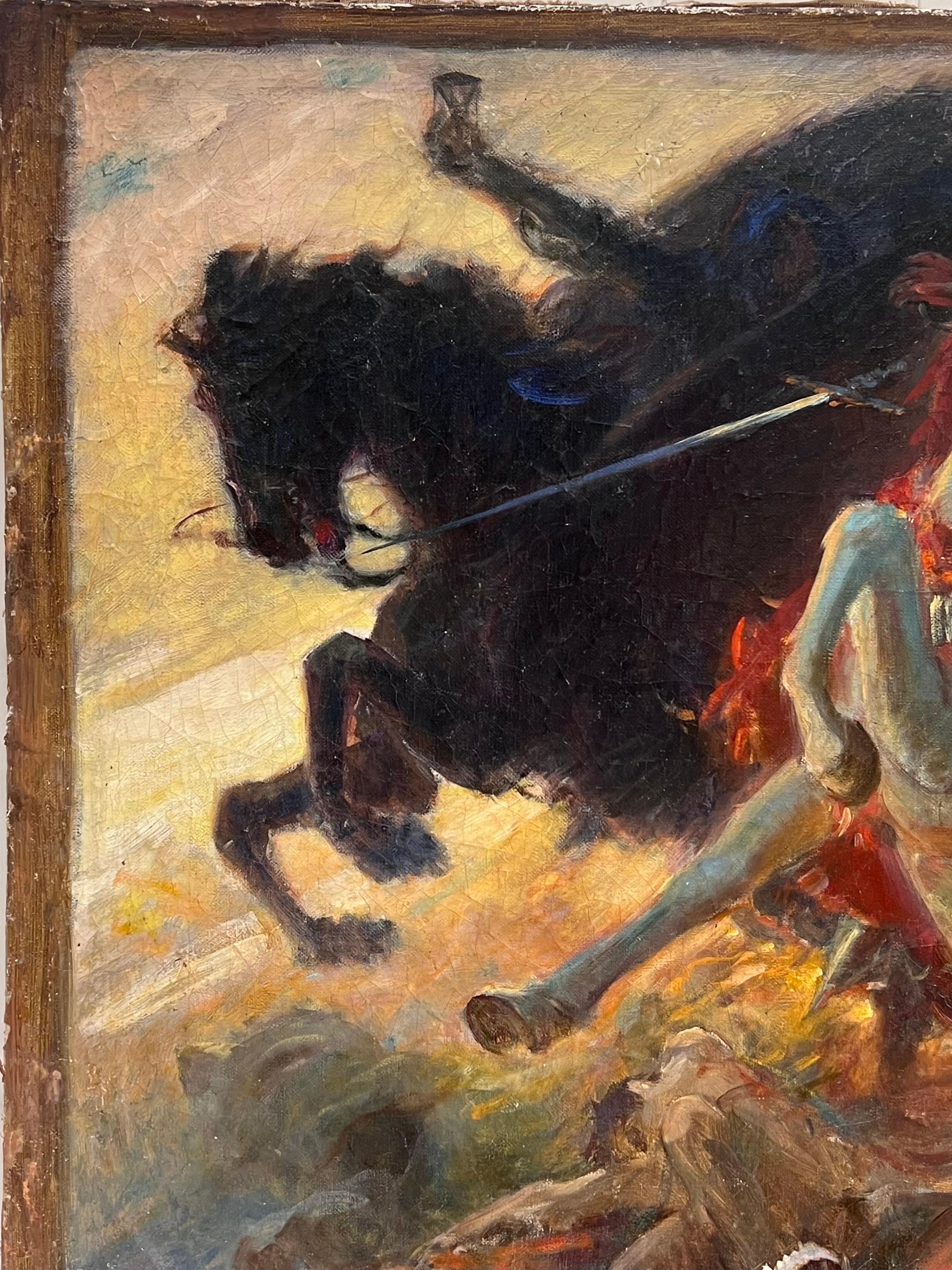 Große französische historische antike Ölgemälde Symbolist Arbeit klassische Schlacht im Angebot 10