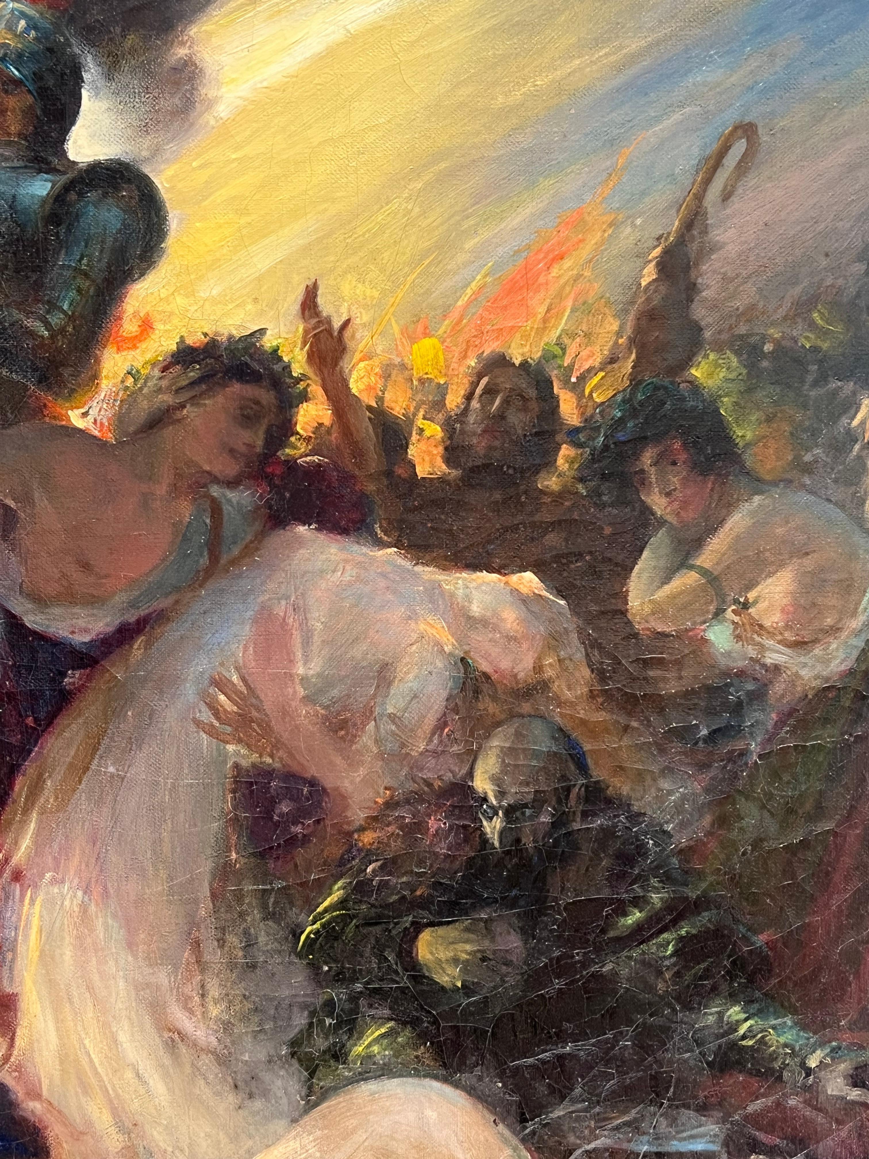 Große französische historische antike Ölgemälde Symbolist Arbeit klassische Schlacht im Angebot 2