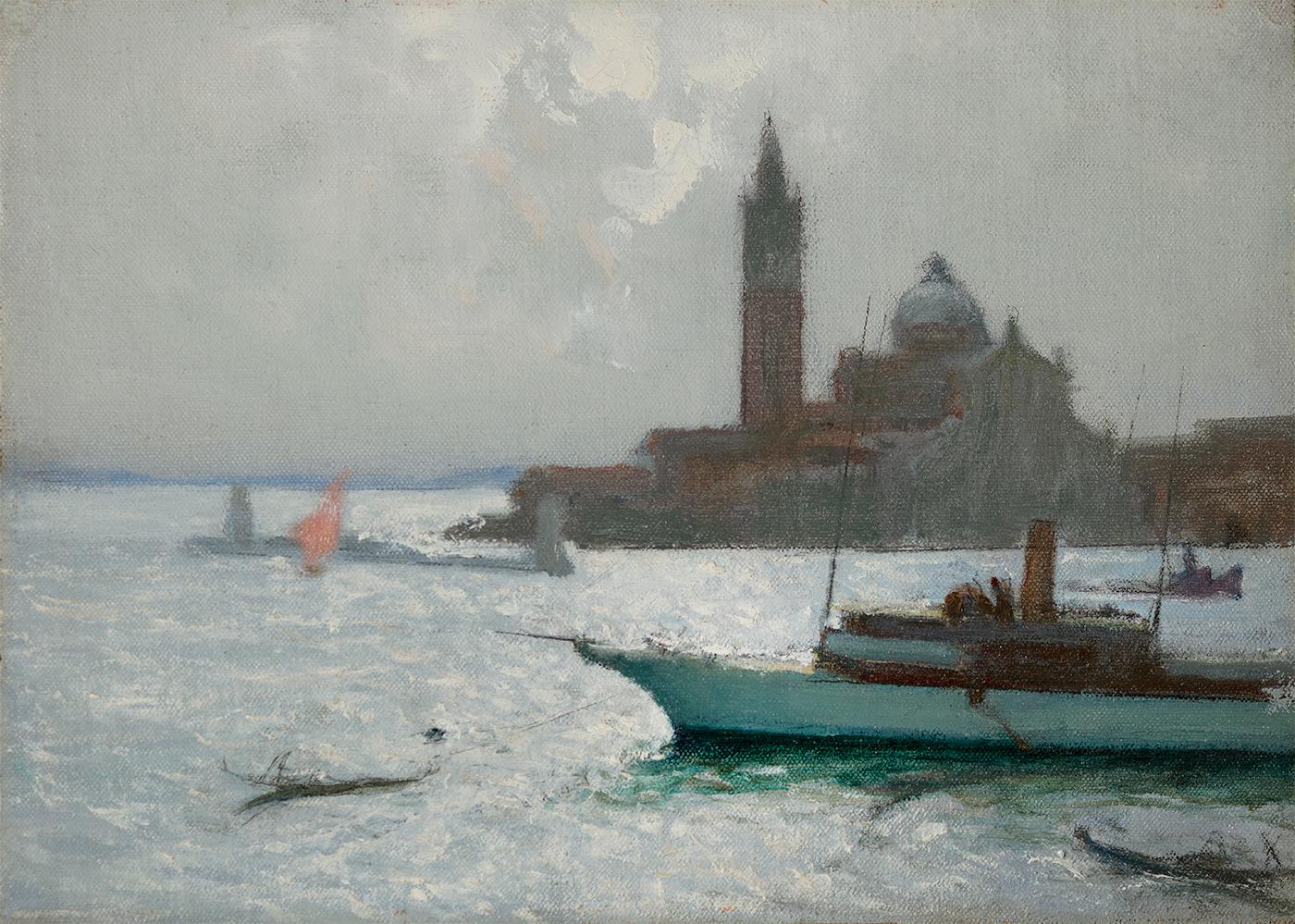 La lagune, Venise - Painting de Charles Hoffbauer
