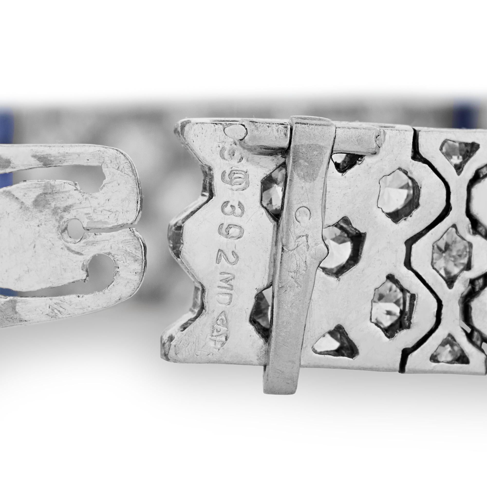 French Cut Charles Holl Art Deco Sapphire and Diamond Bracelet For Sale