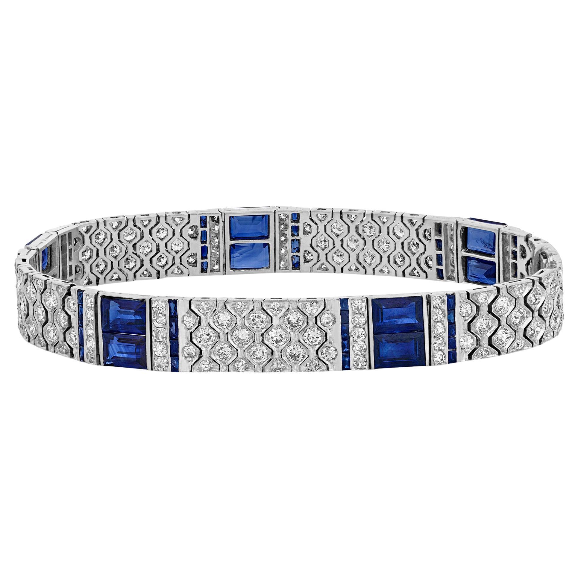 Charles Holl Art Deco Sapphire and Diamond Bracelet