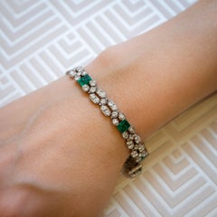 Charles Holl French Art Deco Emerald, Diamond and Platinum Bracelet, Circa 1935