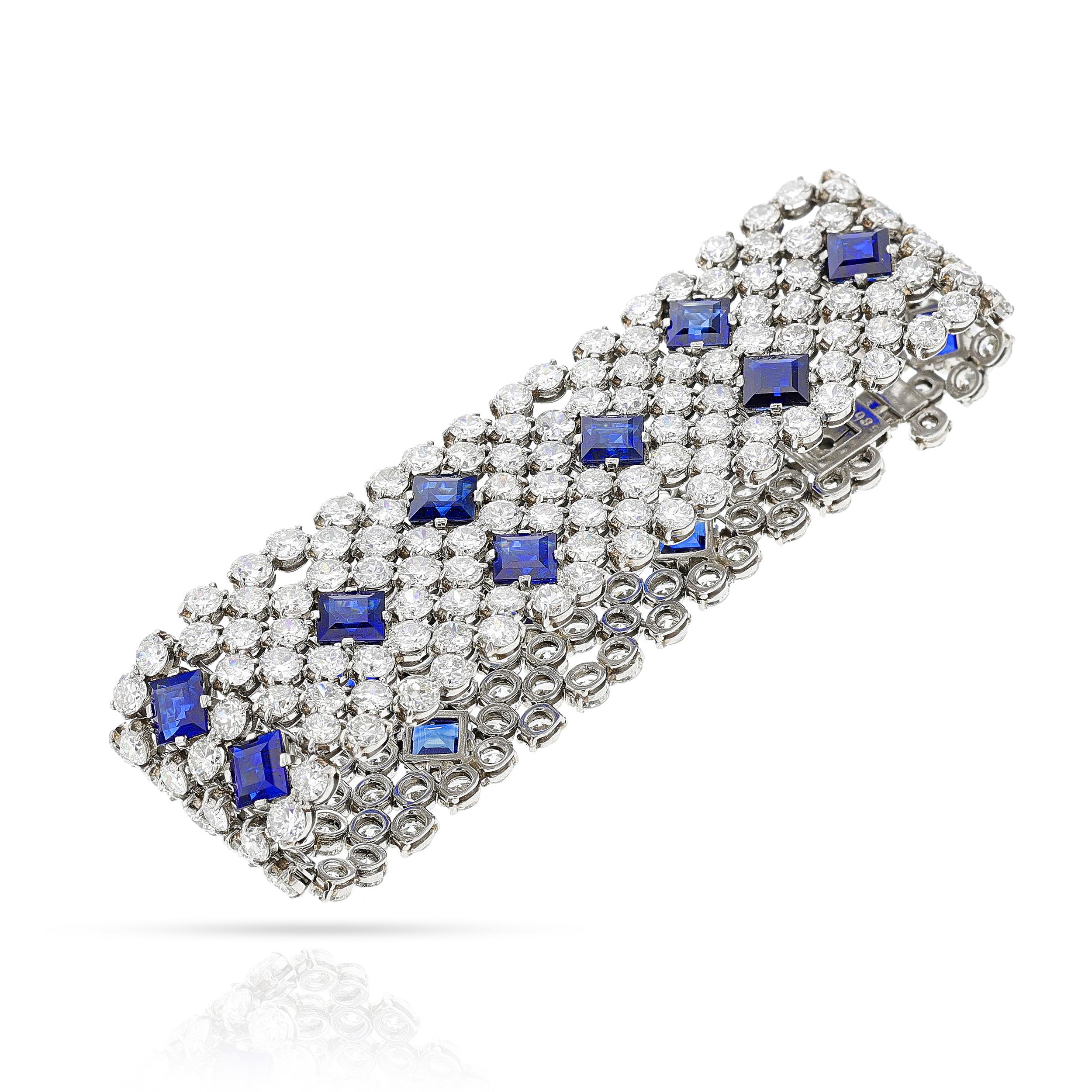 Charles Holl Sapphire and Diamond Bracelet, Platinum For Sale 1