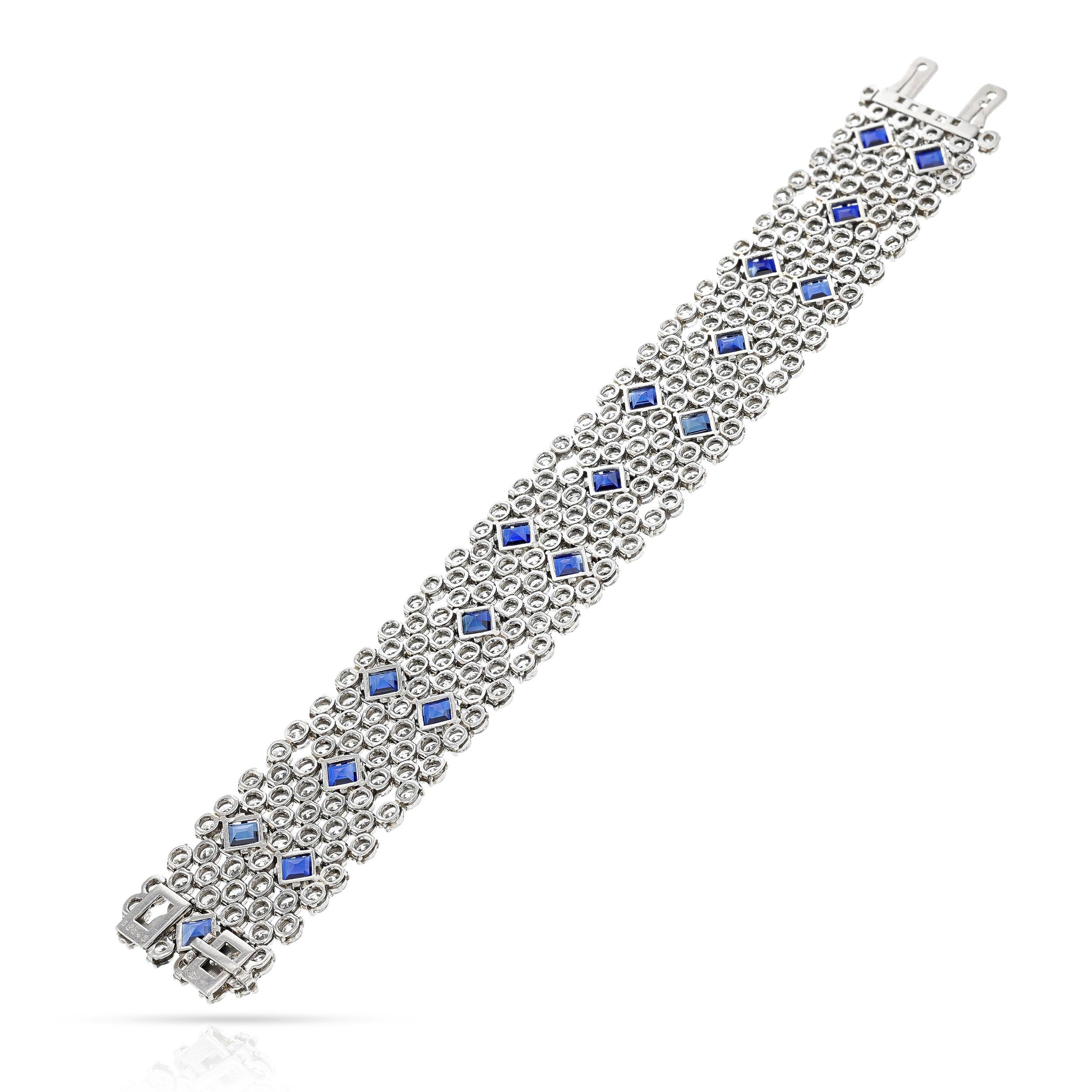 Charles Holl Sapphire and Diamond Bracelet, Platinum For Sale 2